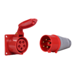 32A 5 Pin 3 Phase AC380V 415V IP44 Waterproof Industrial Panel Mount Plug and Socket 1Pair